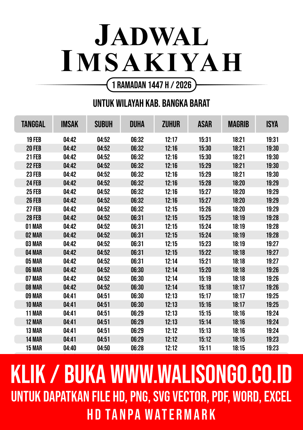 Desain Jadwal imsak Kab. Bangka Barat 2026