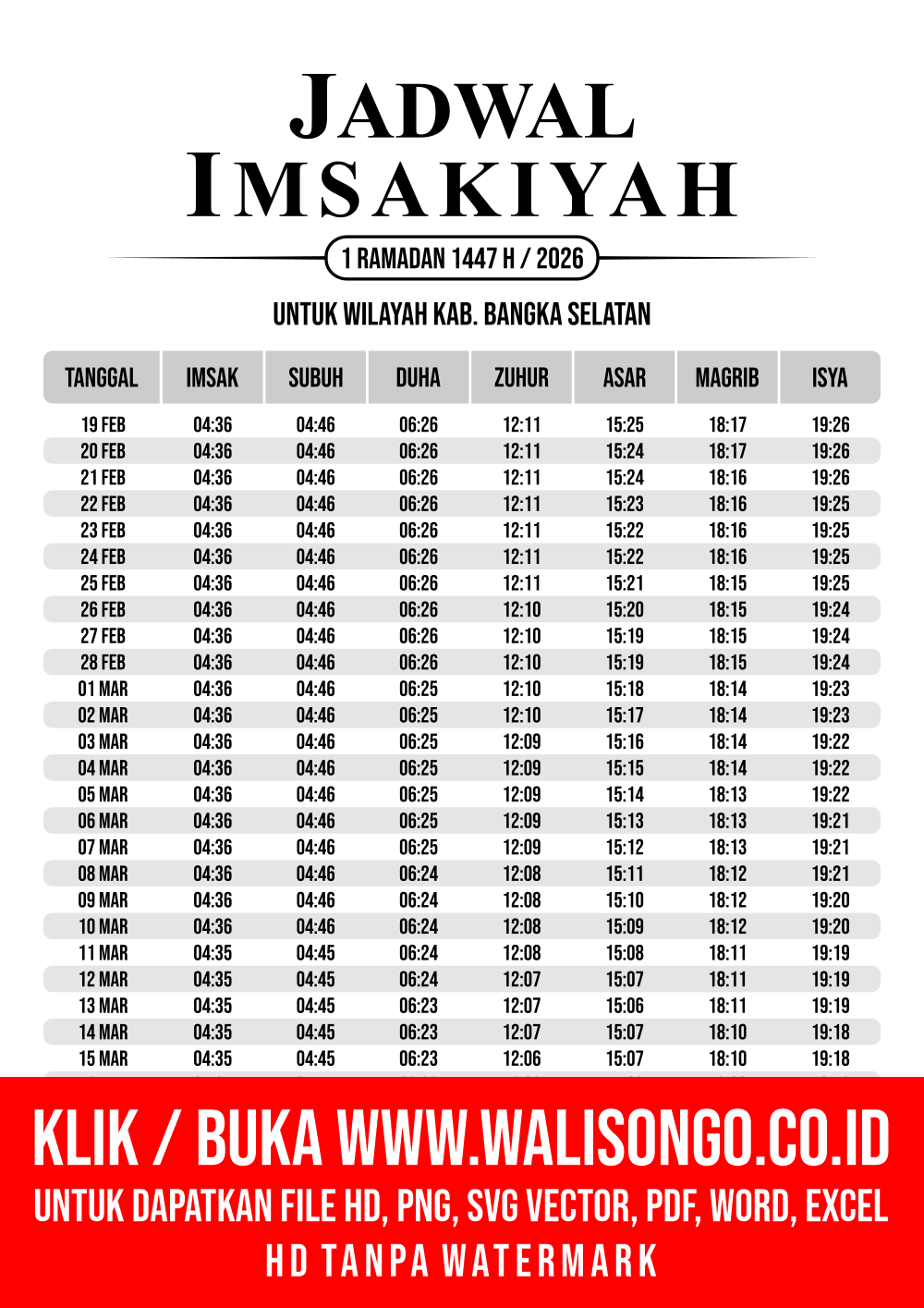 Desain Jadwal imsak Kab. Bangka Selatan 2026