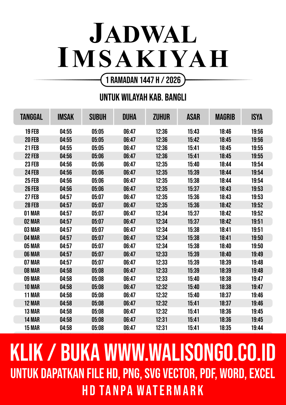 Desain Jadwal imsak Kab. Bangli 2026