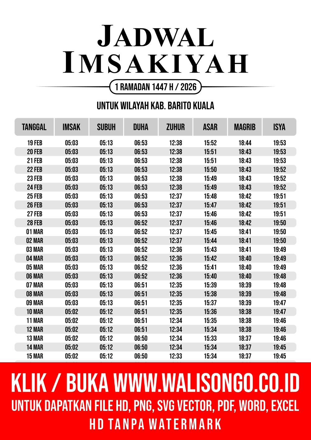 Desain Jadwal imsak Kab. Barito Kuala 2026