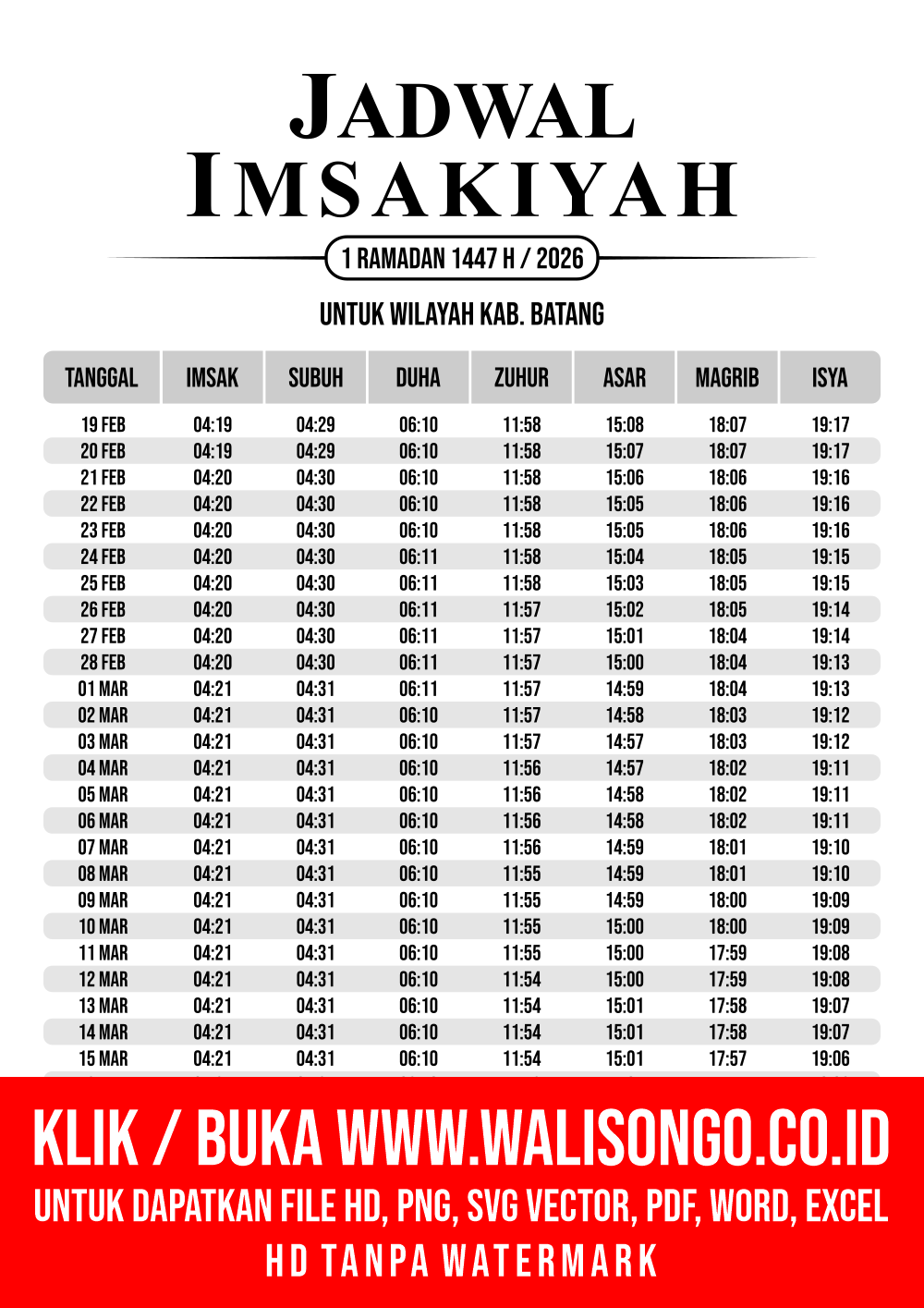 Desain Jadwal imsak Kab. Batang 2026