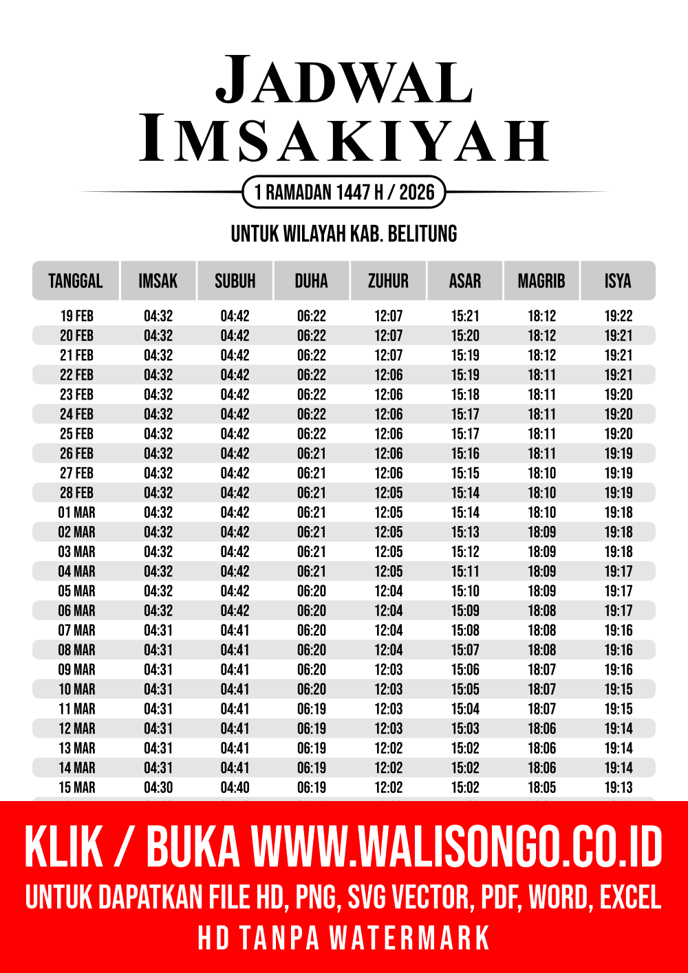 Desain Jadwal imsak Kab. Belitung 2026
