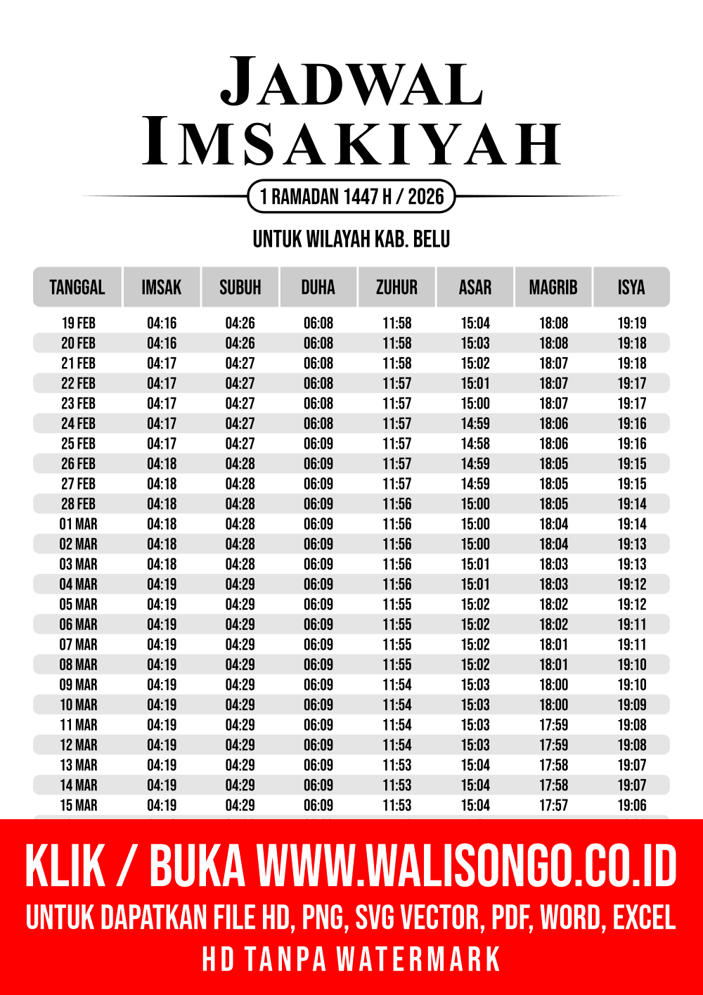 Desain Jadwal imsak Kab. Belu 2026