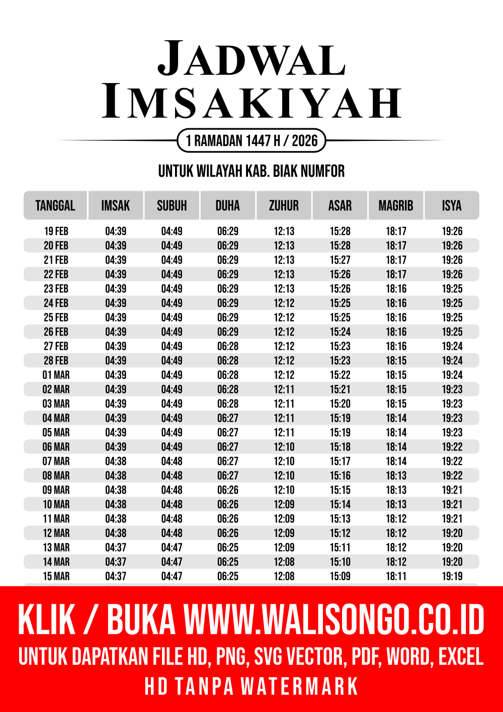Desain Jadwal imsak Kab. Biak Numfor 2026