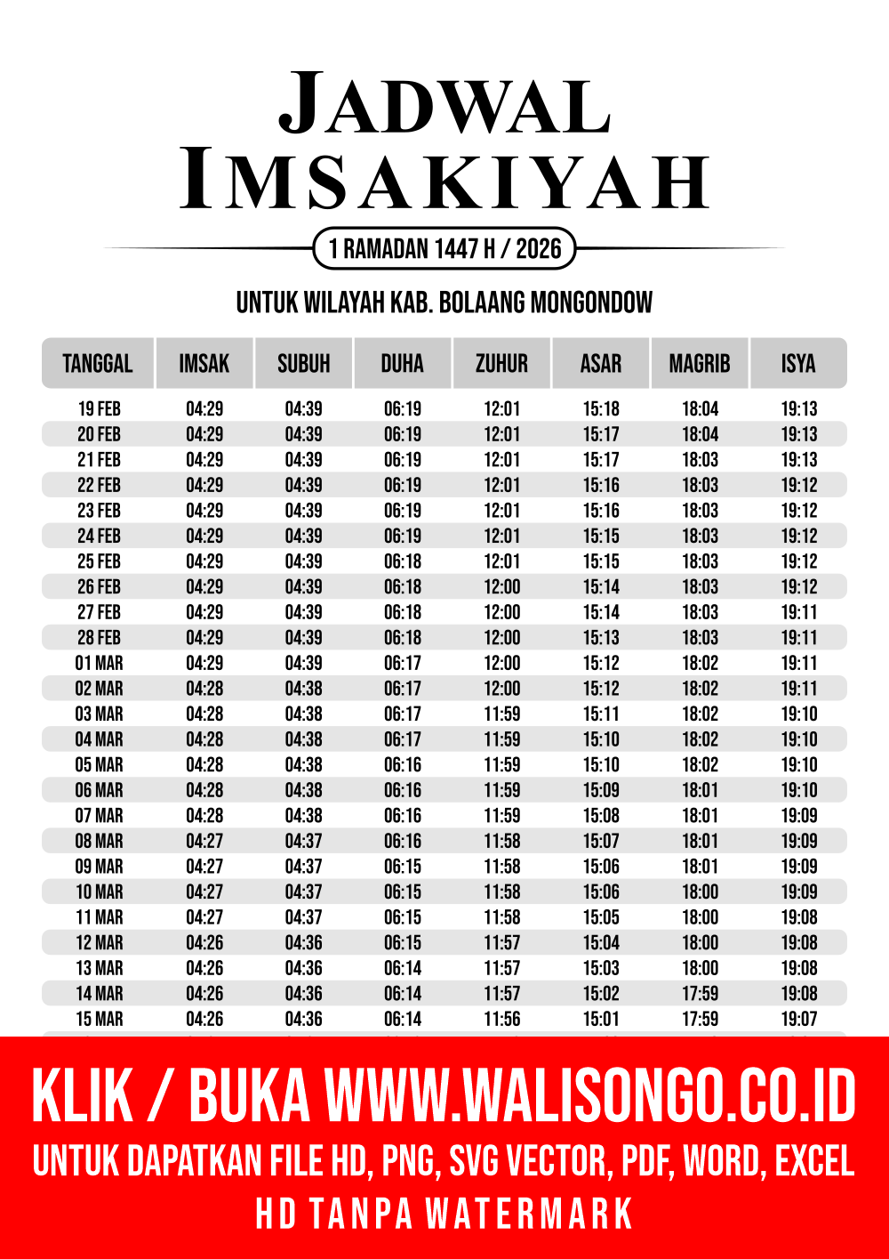 Desain Jadwal imsak Kab. Bolaang Mongondow 2026