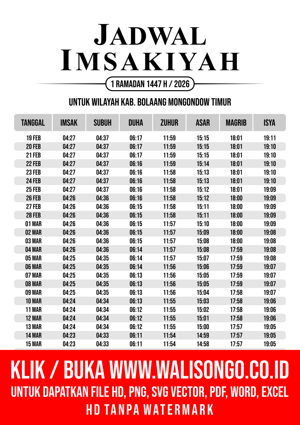 Desain Jadwal imsak Kab. Bolaang Mongondow Timur 2026