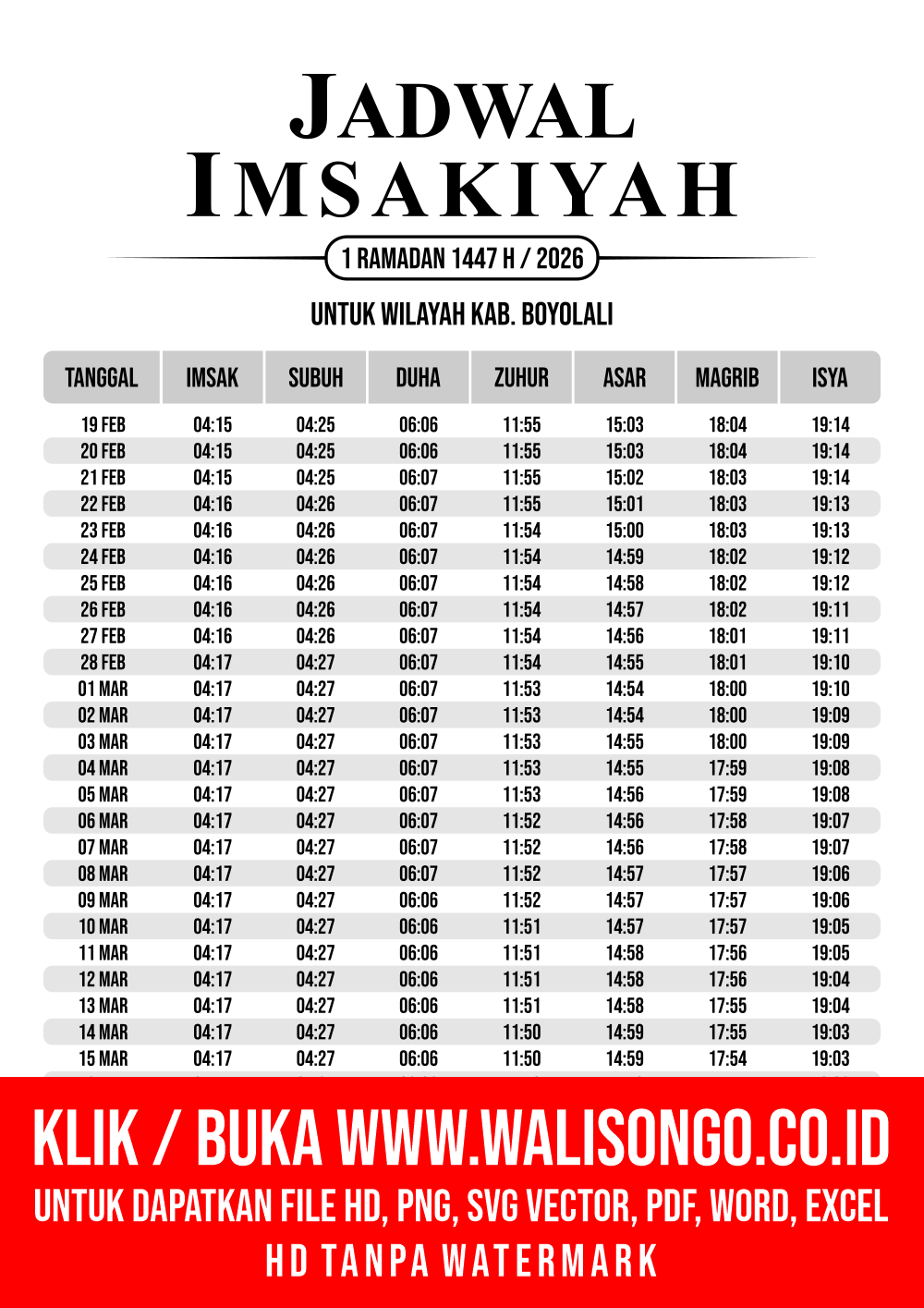 Desain Jadwal imsak Kab. Boyolali 2026