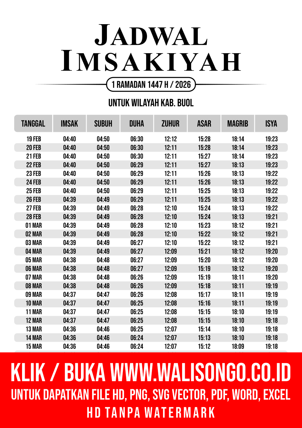 Desain Jadwal imsak Kab. Buol 2026
