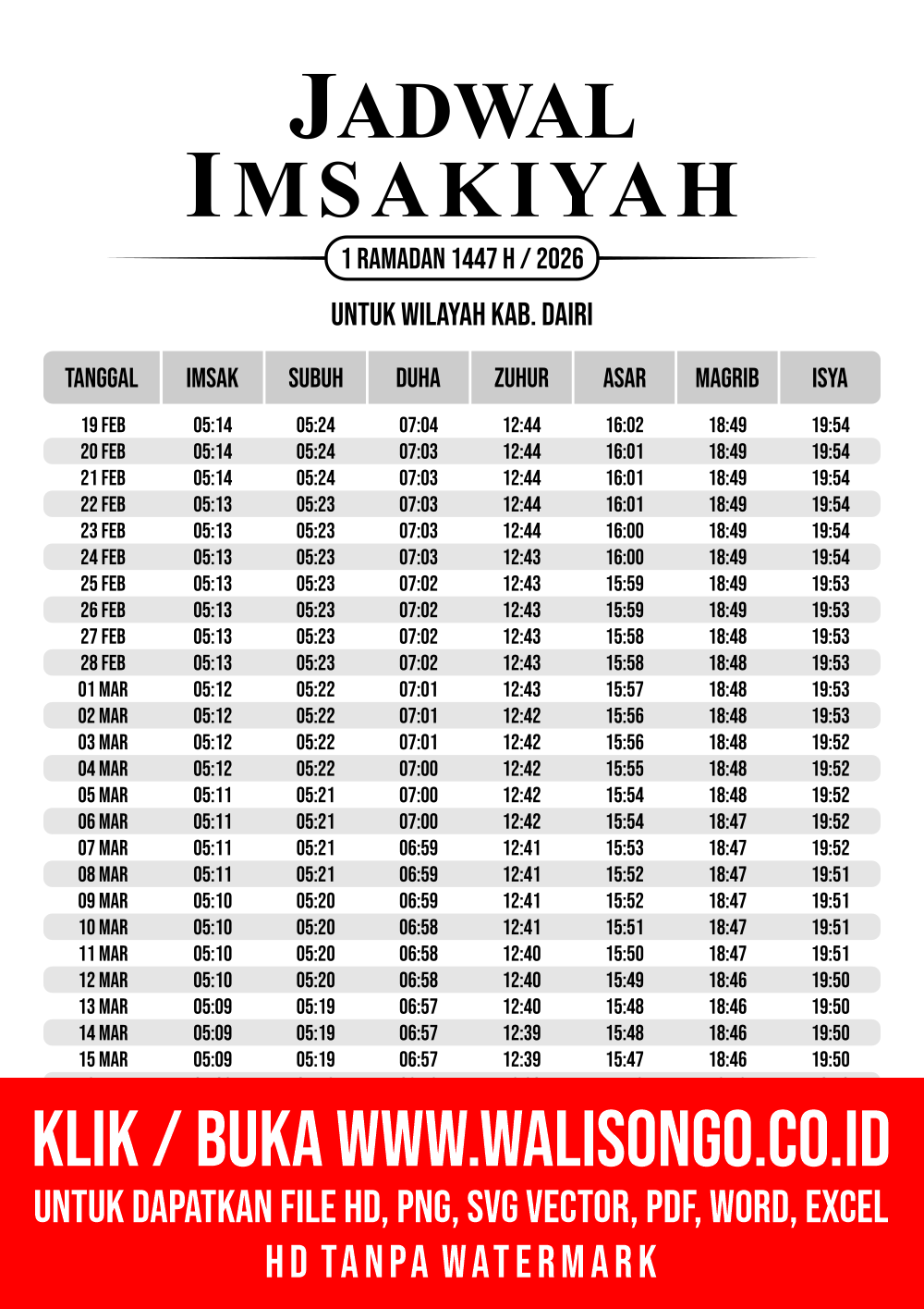 Desain Jadwal imsak Kab. Dairi 2026