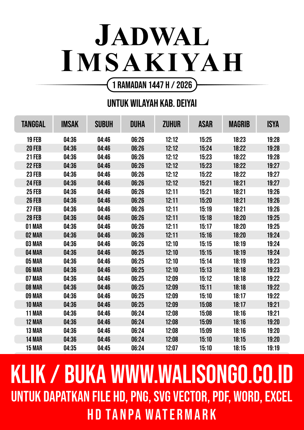 Desain Jadwal imsak Kab. Deiyai 2026