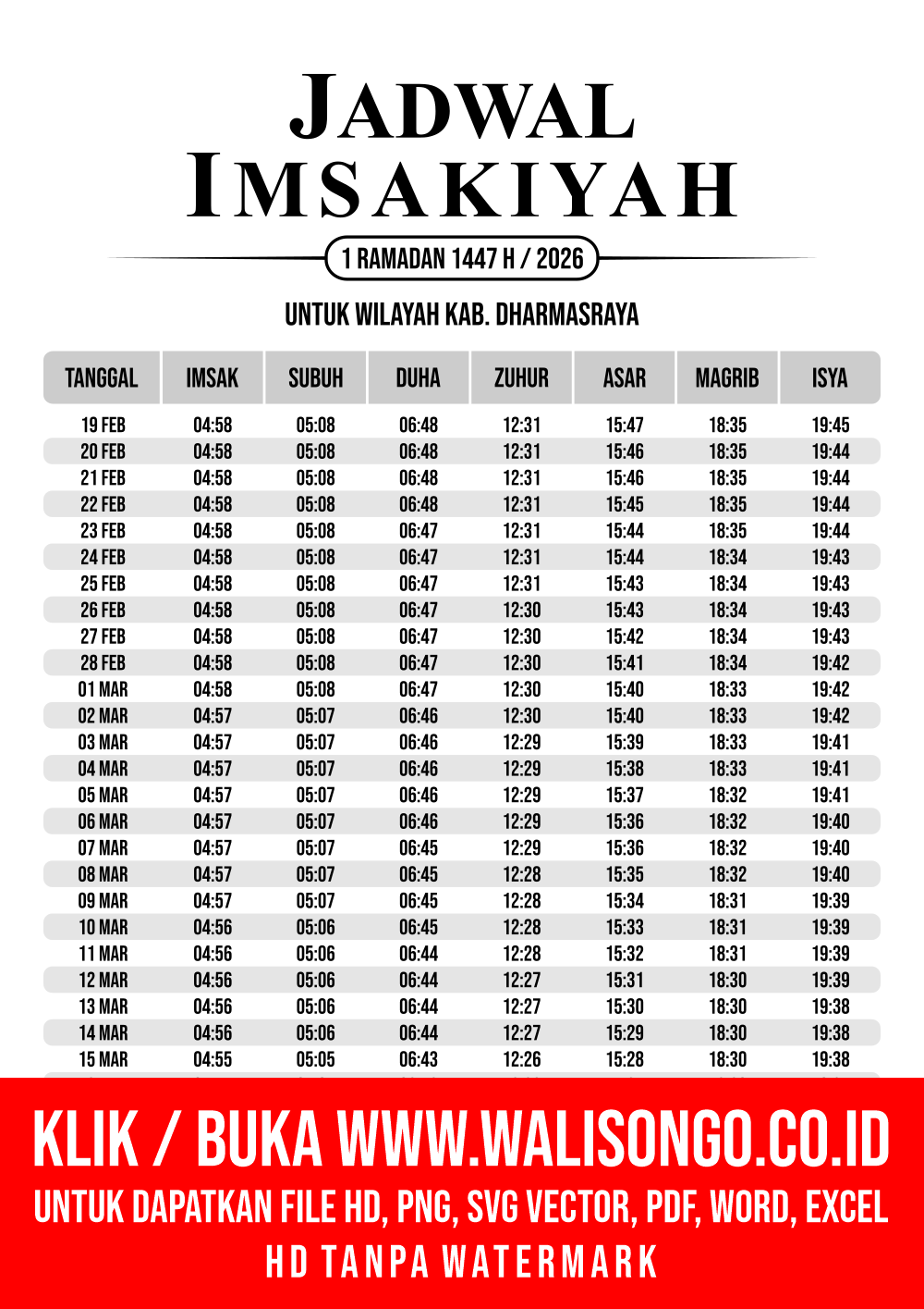 Desain Jadwal imsak Kab. Dharmasraya 2026