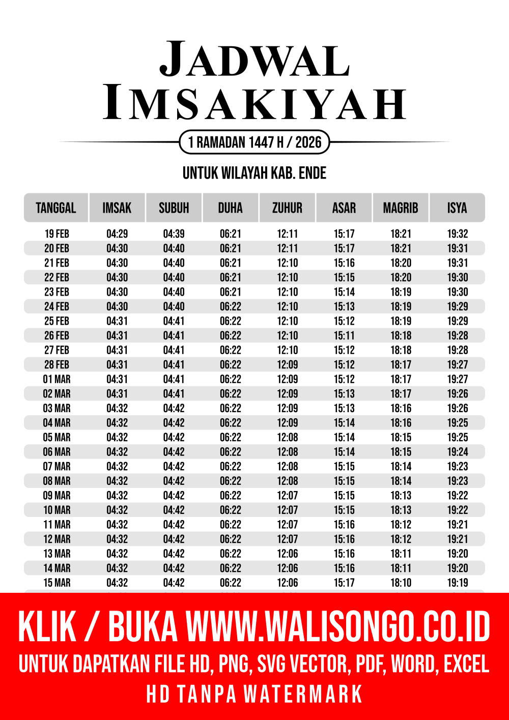 Desain Jadwal imsak Kab. Ende 2026