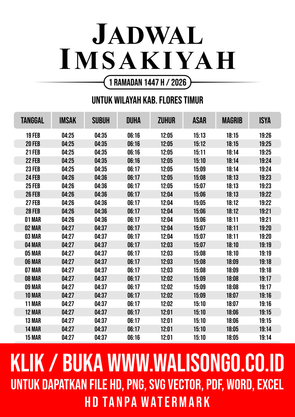 Desain Jadwal imsak Kab. Flores Timur 2026