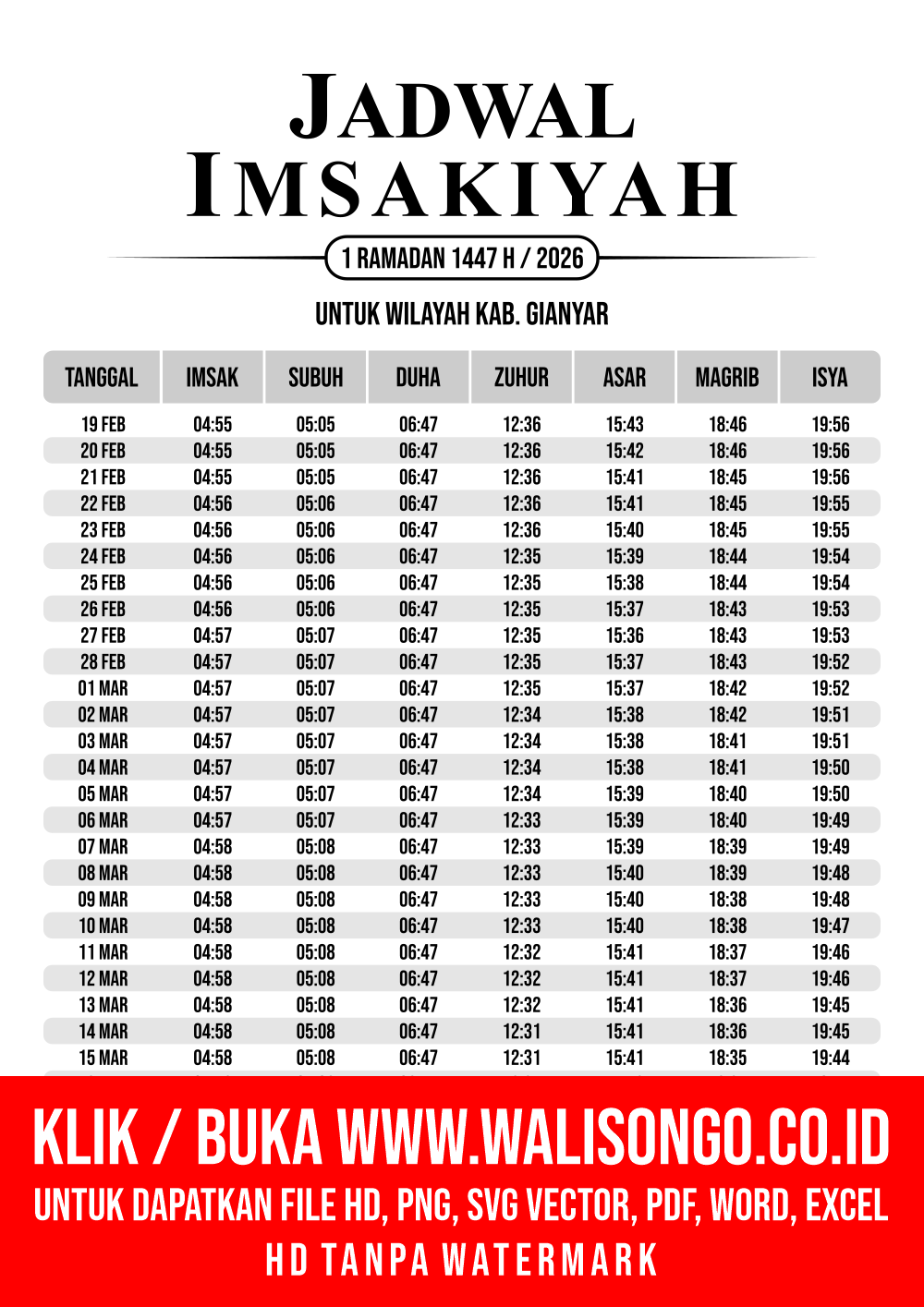 Desain Jadwal imsak Kab. Gianyar 2026