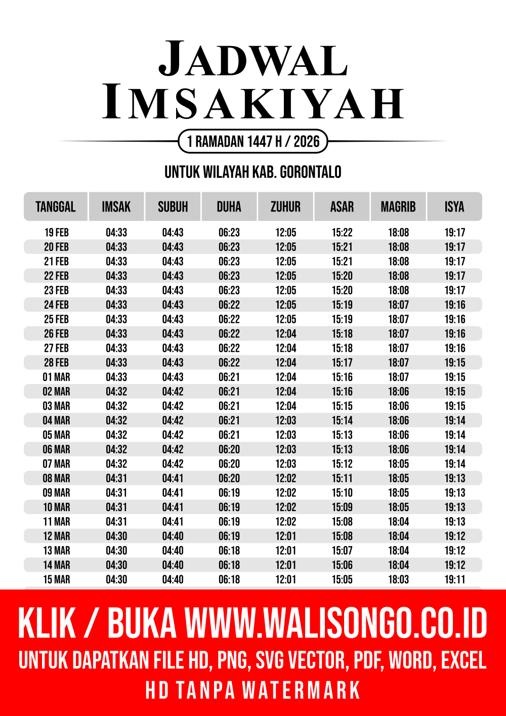Desain Jadwal imsak Kab. Gorontalo 2026