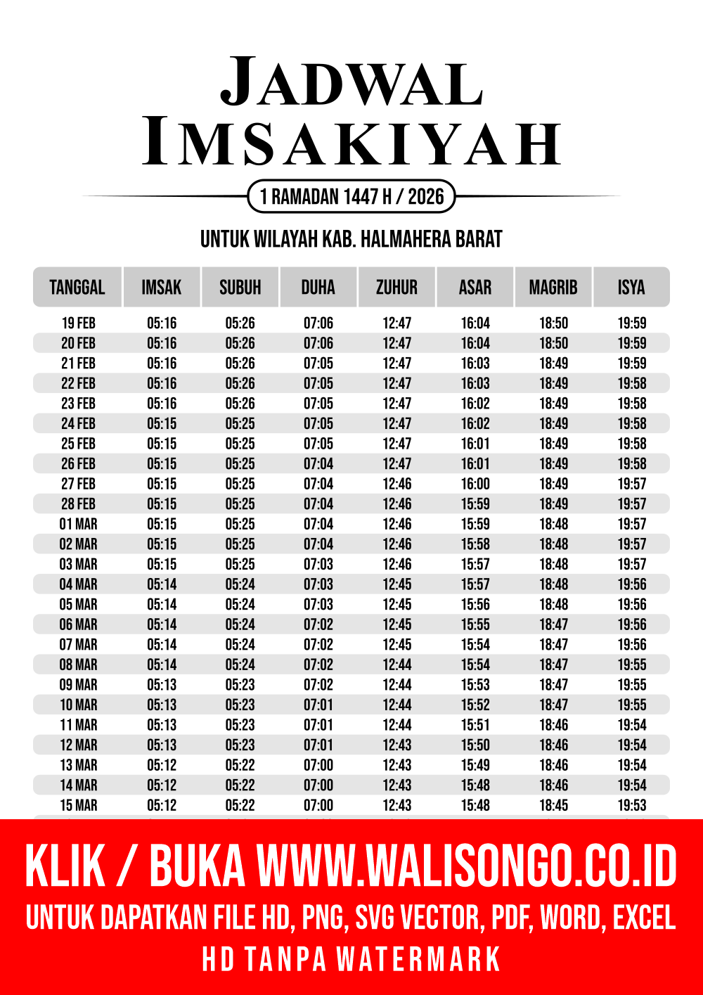 Desain Jadwal imsak Kab. Halmahera Barat 2026