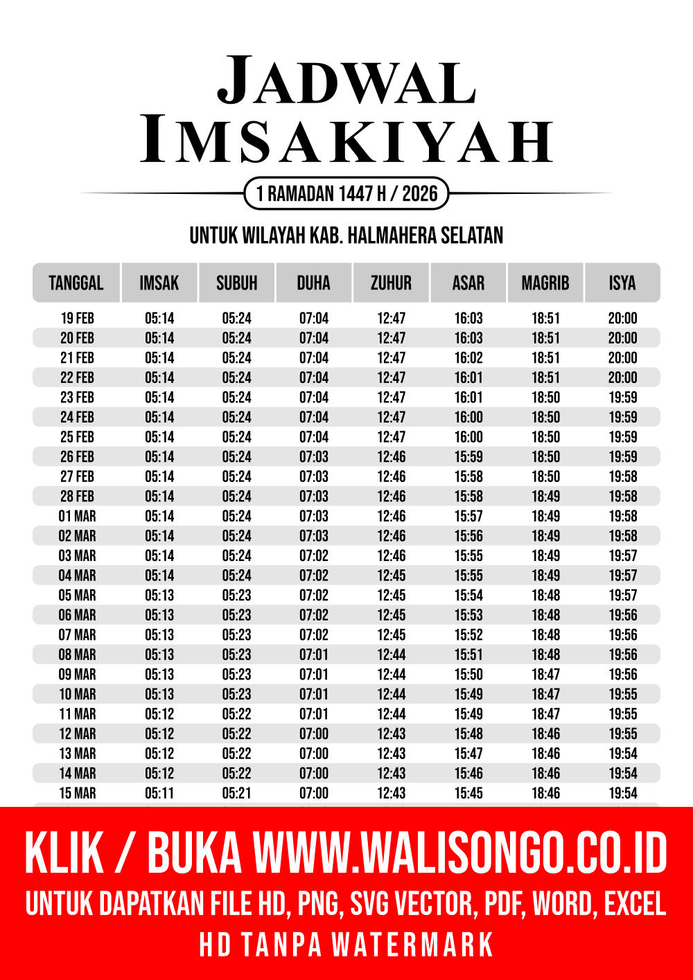 Desain Jadwal imsak Kab. Halmahera Selatan 2026
