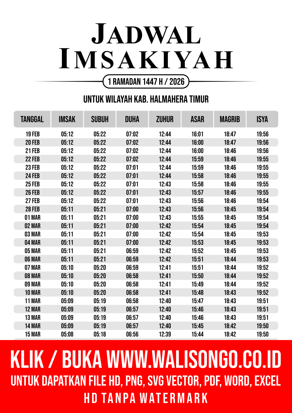 Desain Jadwal imsak Kab. Halmahera Timur 2026