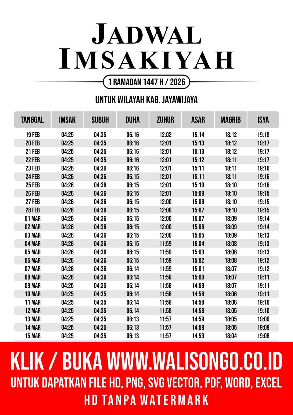 Desain Jadwal imsak Kab. Jayawijaya 2026