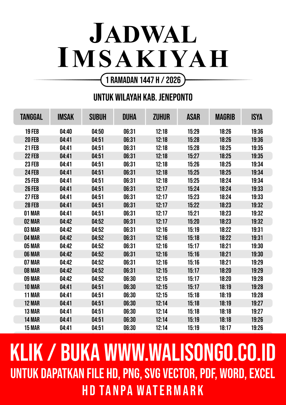 Desain Jadwal imsak Kab. Jeneponto 2026