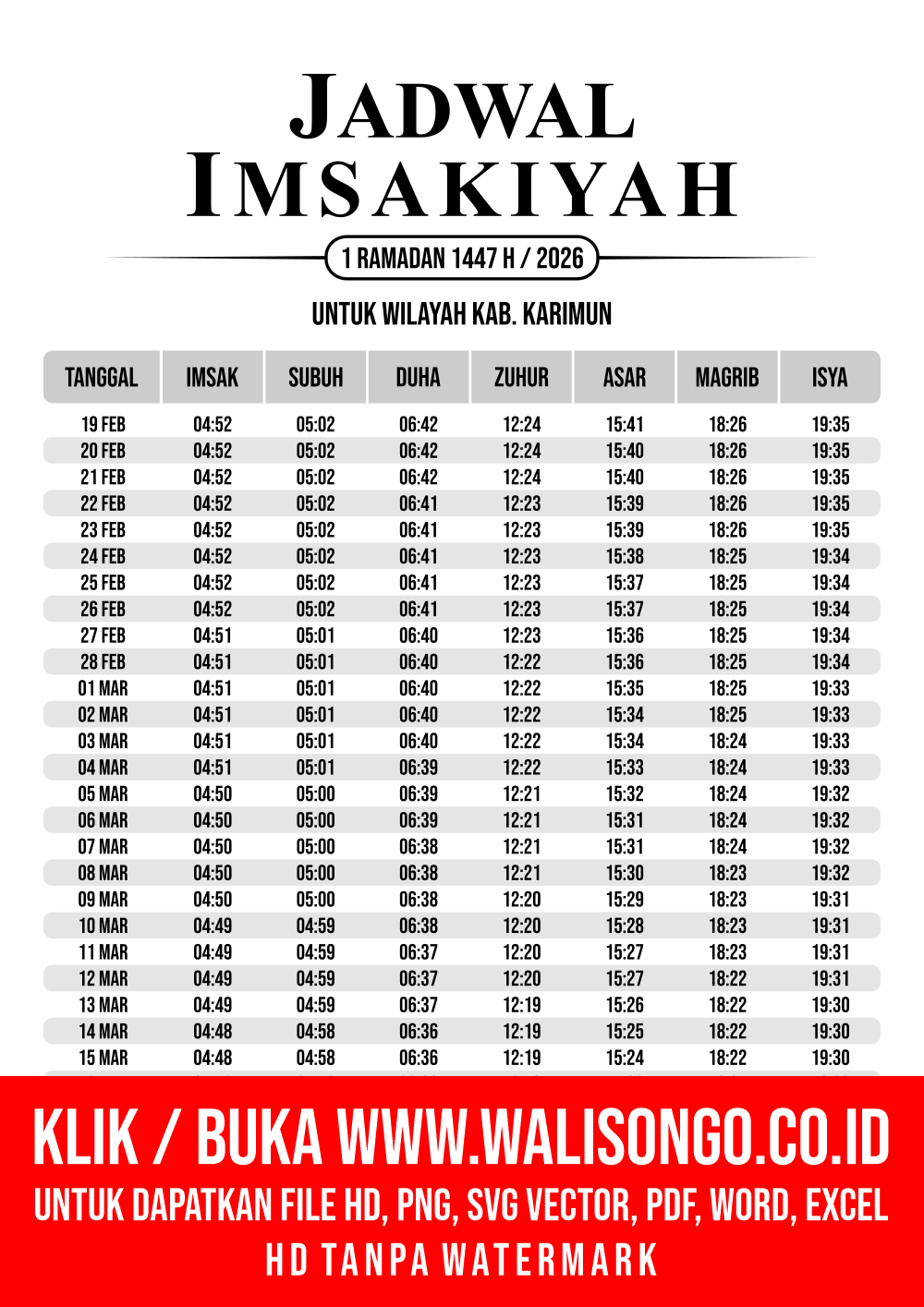 Desain Jadwal imsak Kab. Karimun 2026