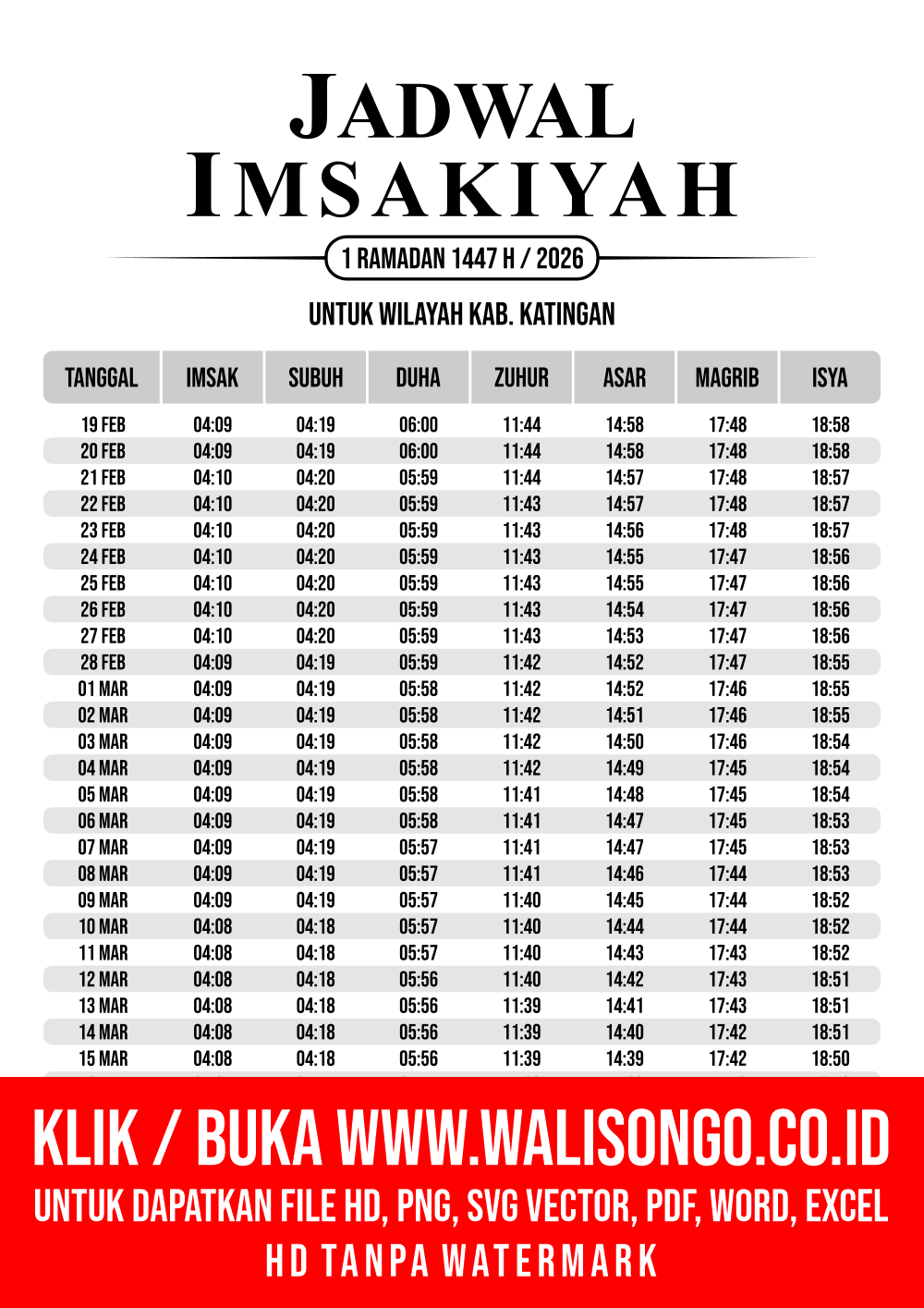 Desain Jadwal imsak Kab. Katingan 2026