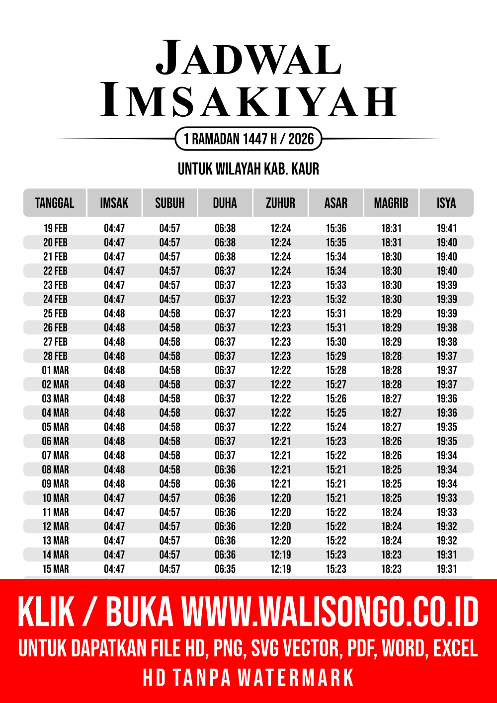 Desain Jadwal imsak Kab. Kaur 2026