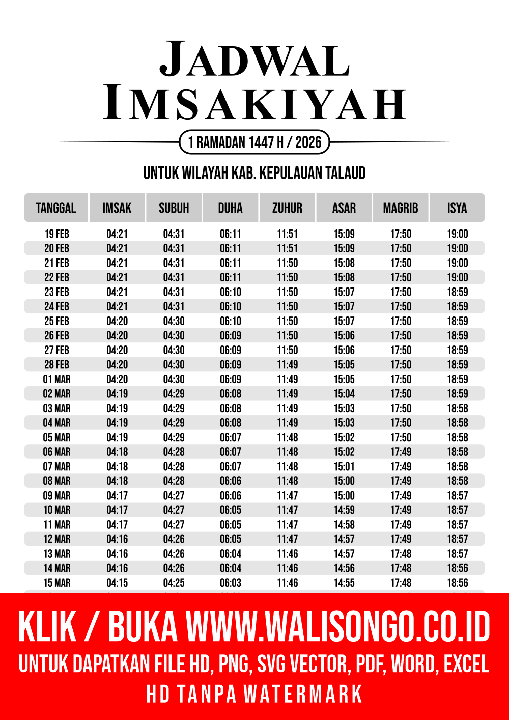 Desain Jadwal imsak Kab. Kepulauan Talaud 2026