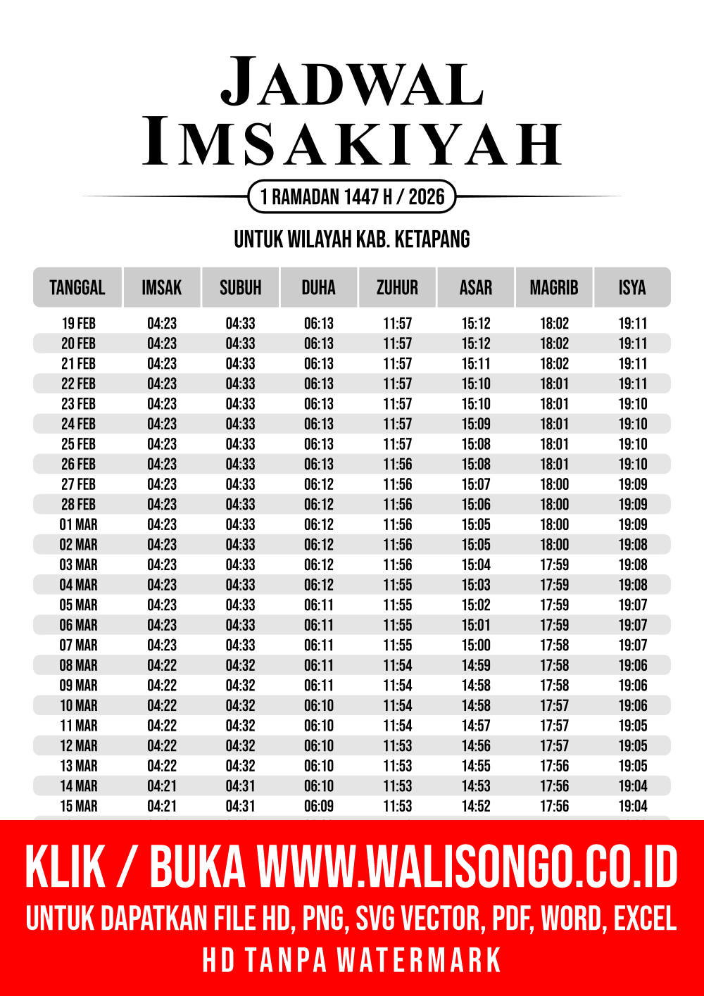 Desain Jadwal imsak Kab. Ketapang 2026