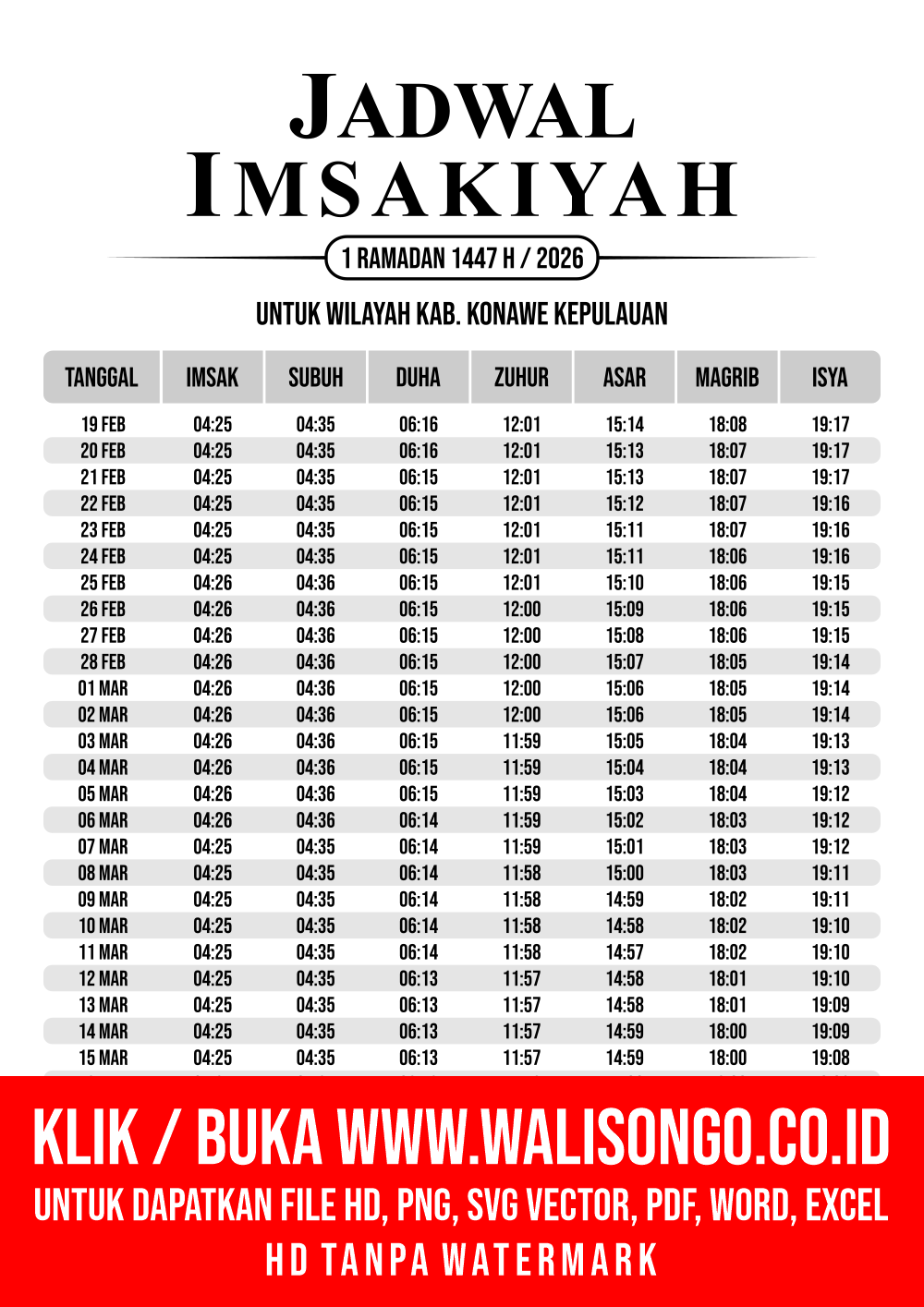 Desain Jadwal imsak Kab. Konawe Kepulauan 2026
