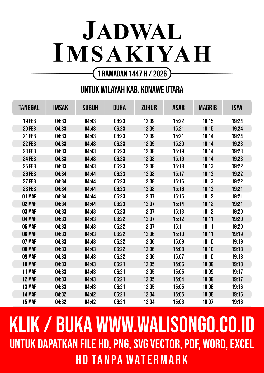 Desain Jadwal imsak Kab. Konawe Utara 2026