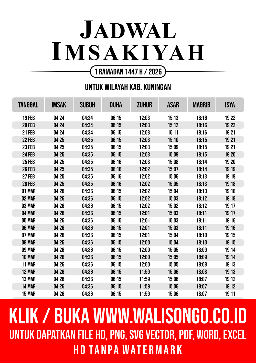 Desain Jadwal imsak Kab. Kuningan 2026