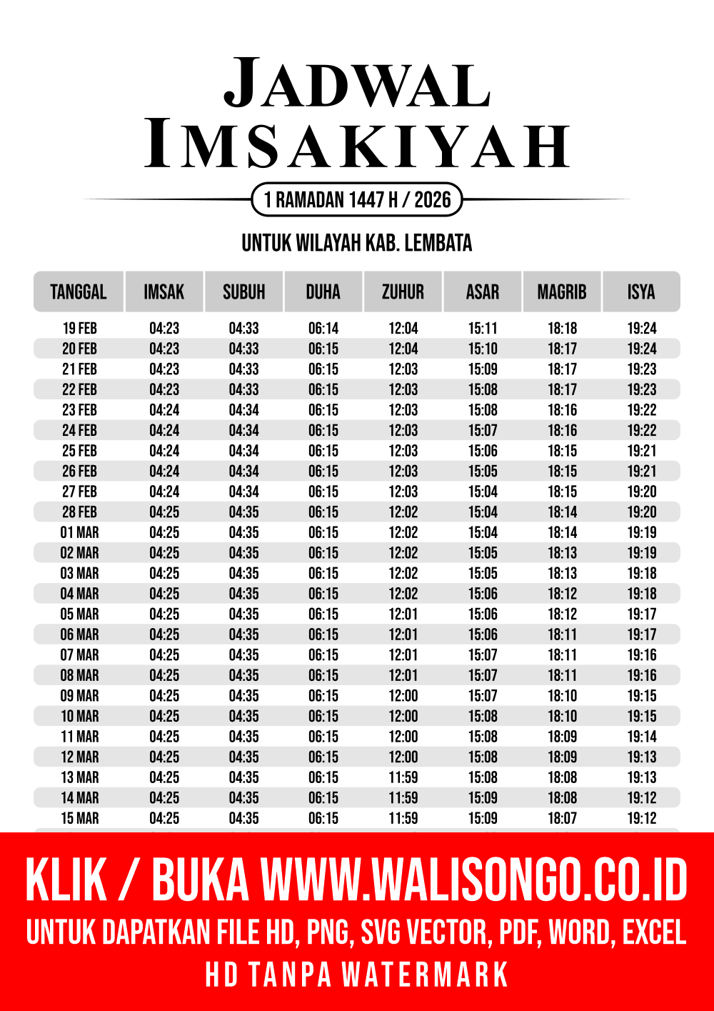Desain Jadwal imsak Kab. Lembata 2026