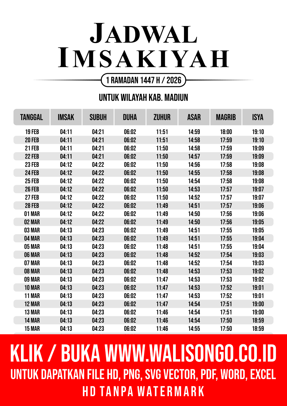 Desain Jadwal imsak Kab. Madiun 2026