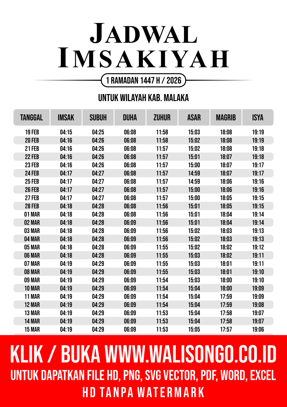 Desain Jadwal imsak Kab. Malaka 2026