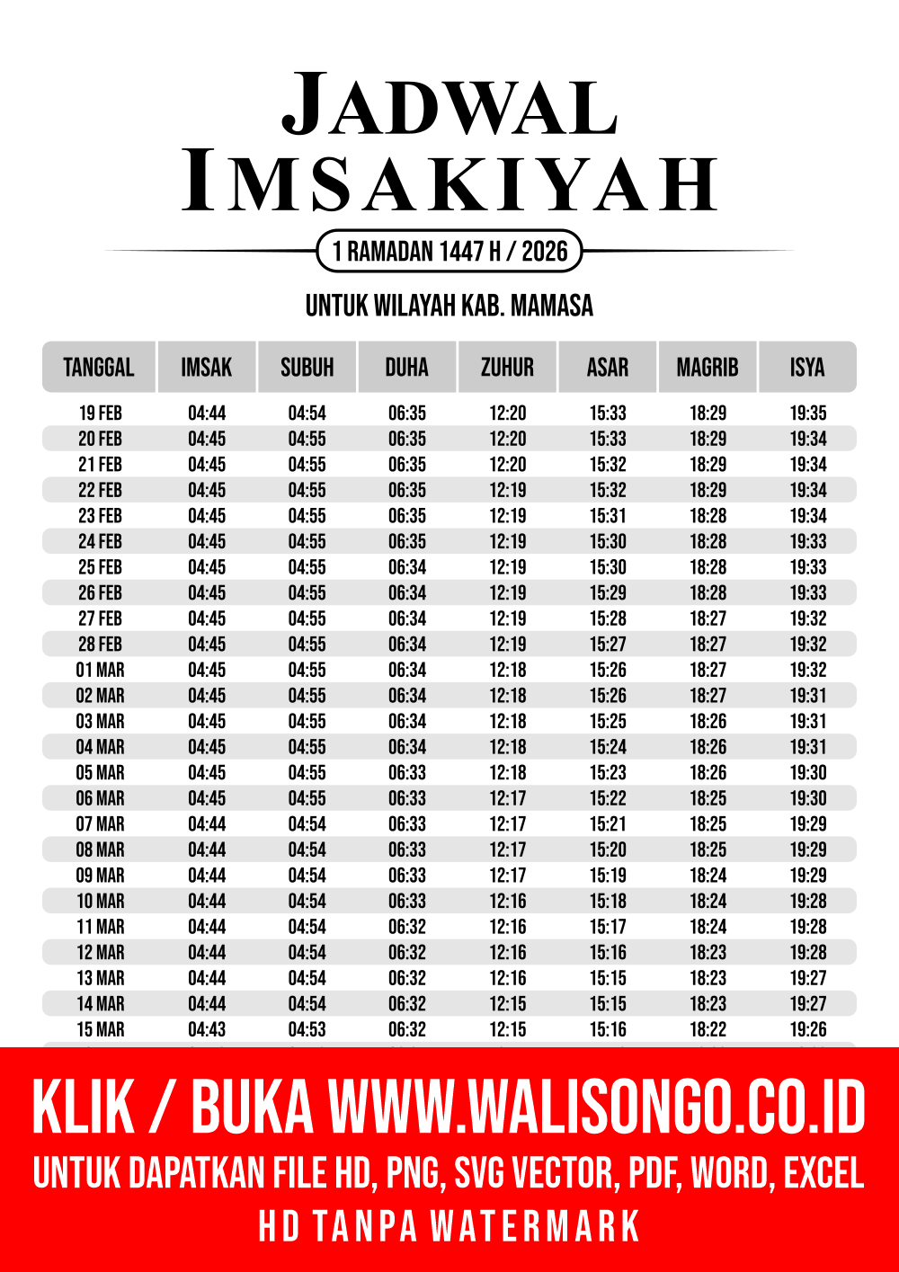 Desain Jadwal imsak Kab. Mamasa 2026