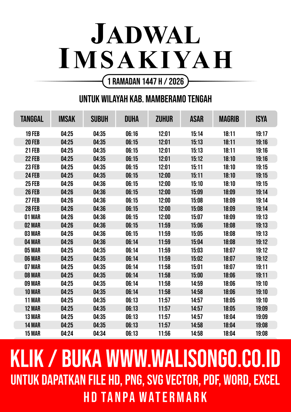 Desain Jadwal imsak Kab. Mamberamo Tengah 2026