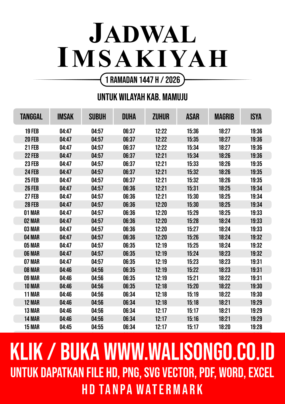 Desain Jadwal imsak Kab. Mamuju 2026