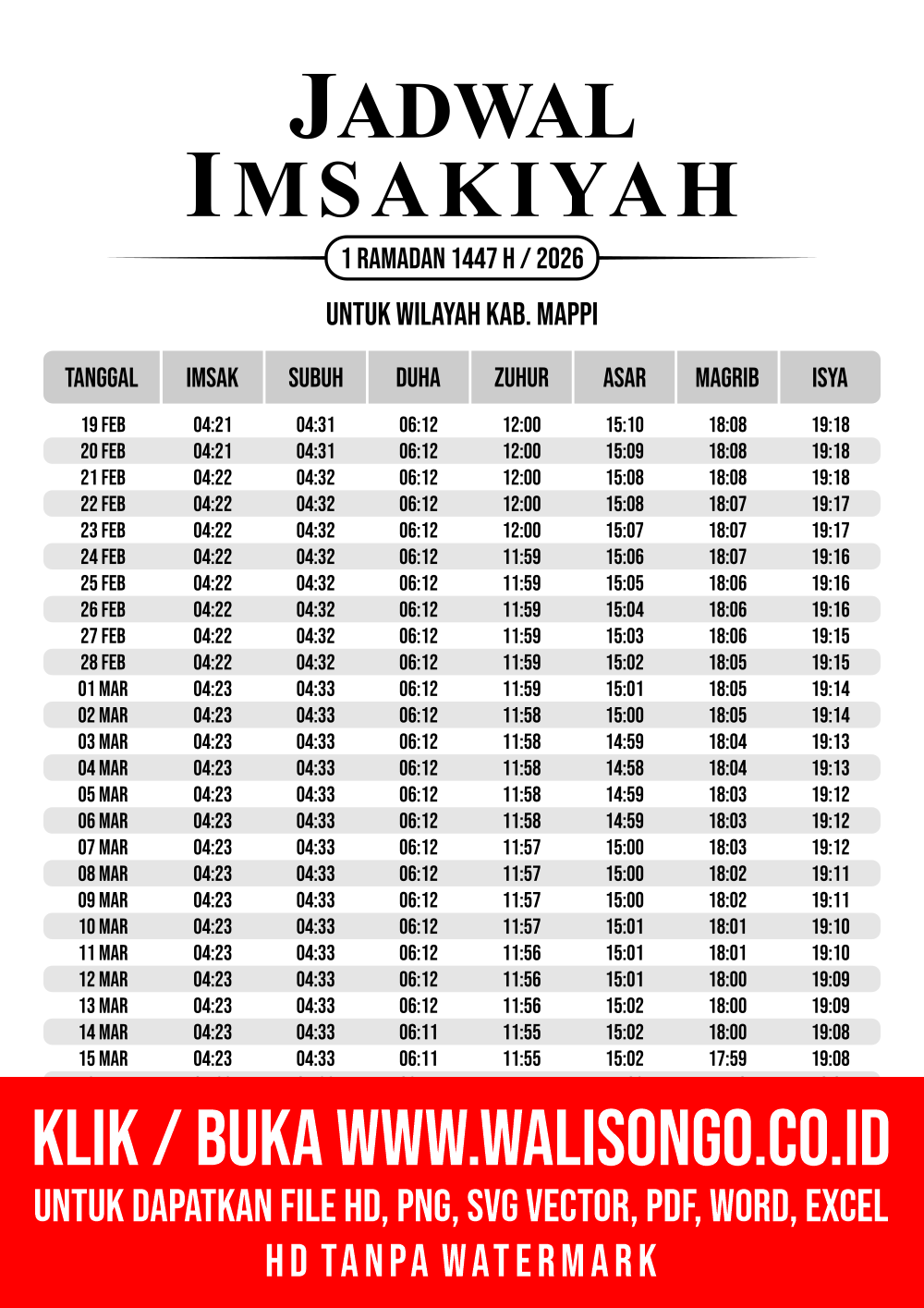 Desain Jadwal imsak Kab. Mappi 2026
