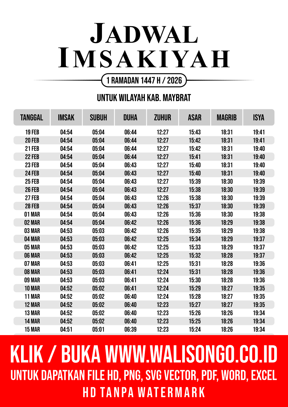 Desain Jadwal imsak Kab. Maybrat 2026