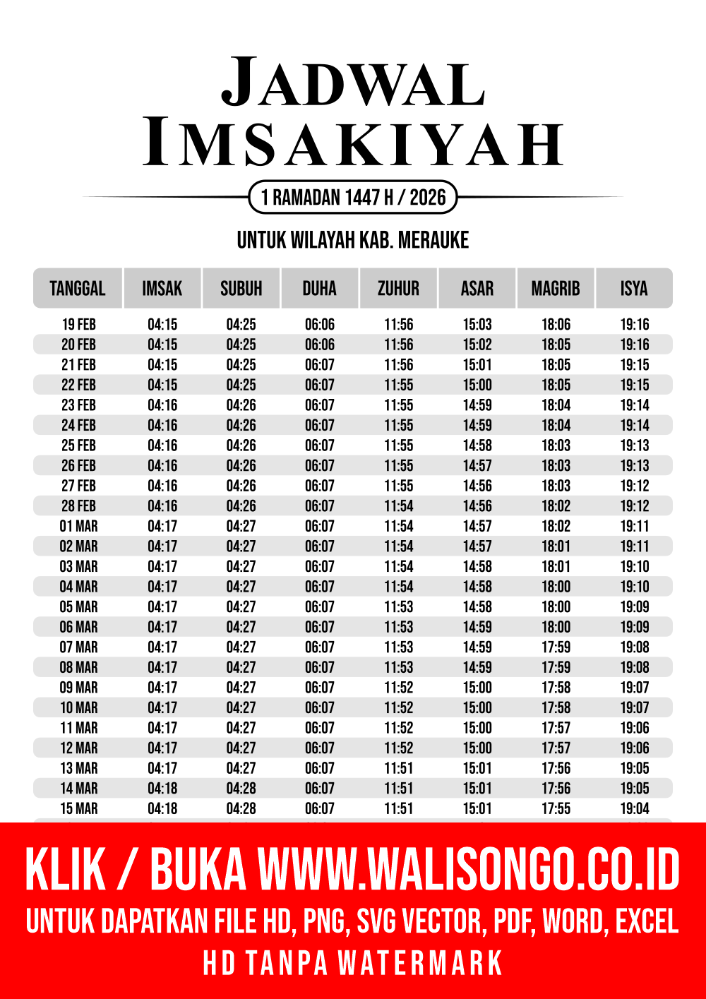 Desain Jadwal imsak Kab. Merauke 2026