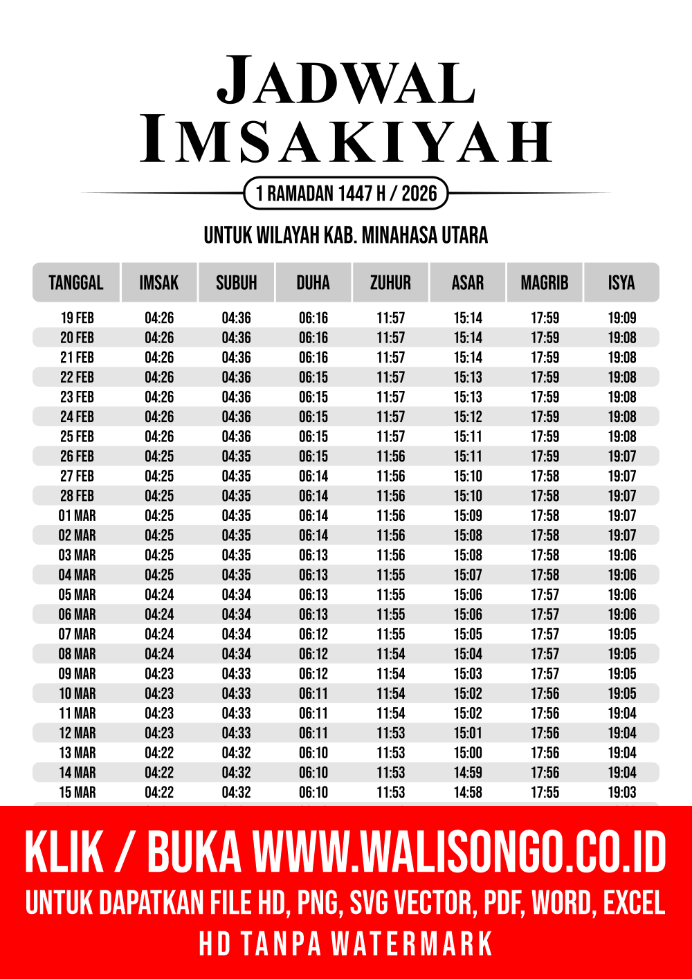 Desain Jadwal imsak Kab. Minahasa Utara 2026