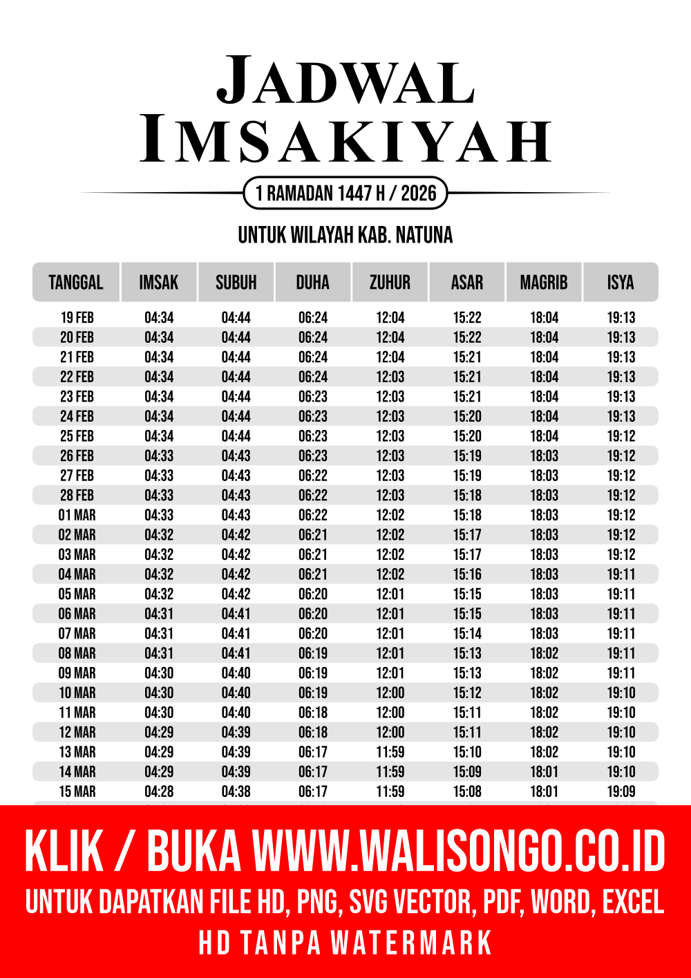 Desain Jadwal imsak Kab. Natuna 2026