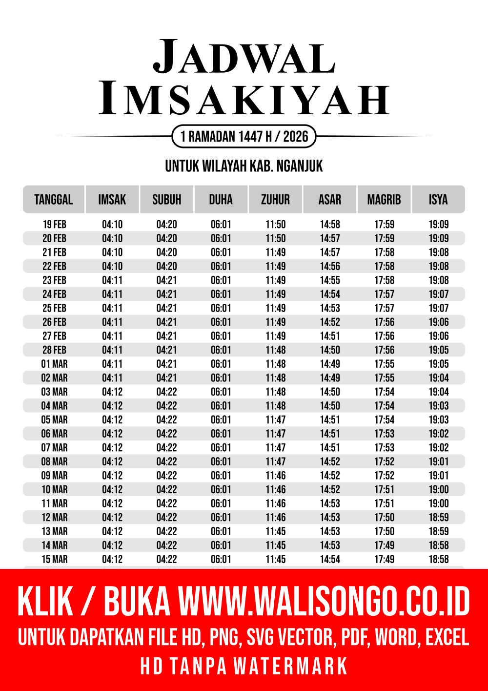 Desain Jadwal imsak Kab. Nganjuk 2026