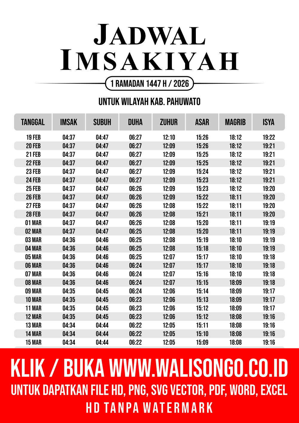 Desain Jadwal imsak Kab. Pahuwato 2026