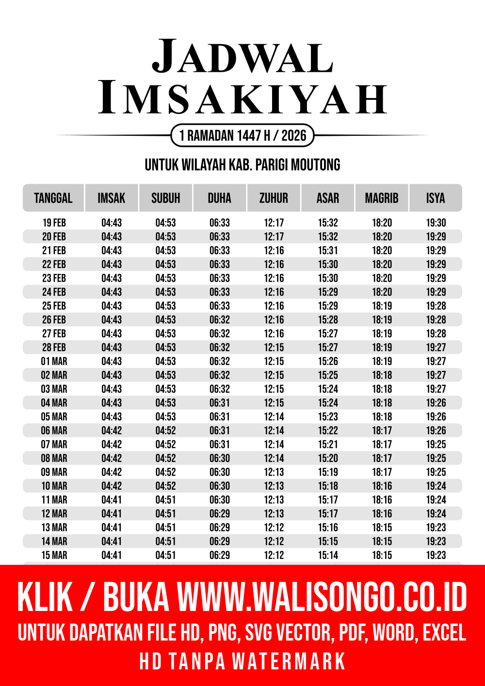 Desain Jadwal imsak Kab. Parigi Moutong 2026