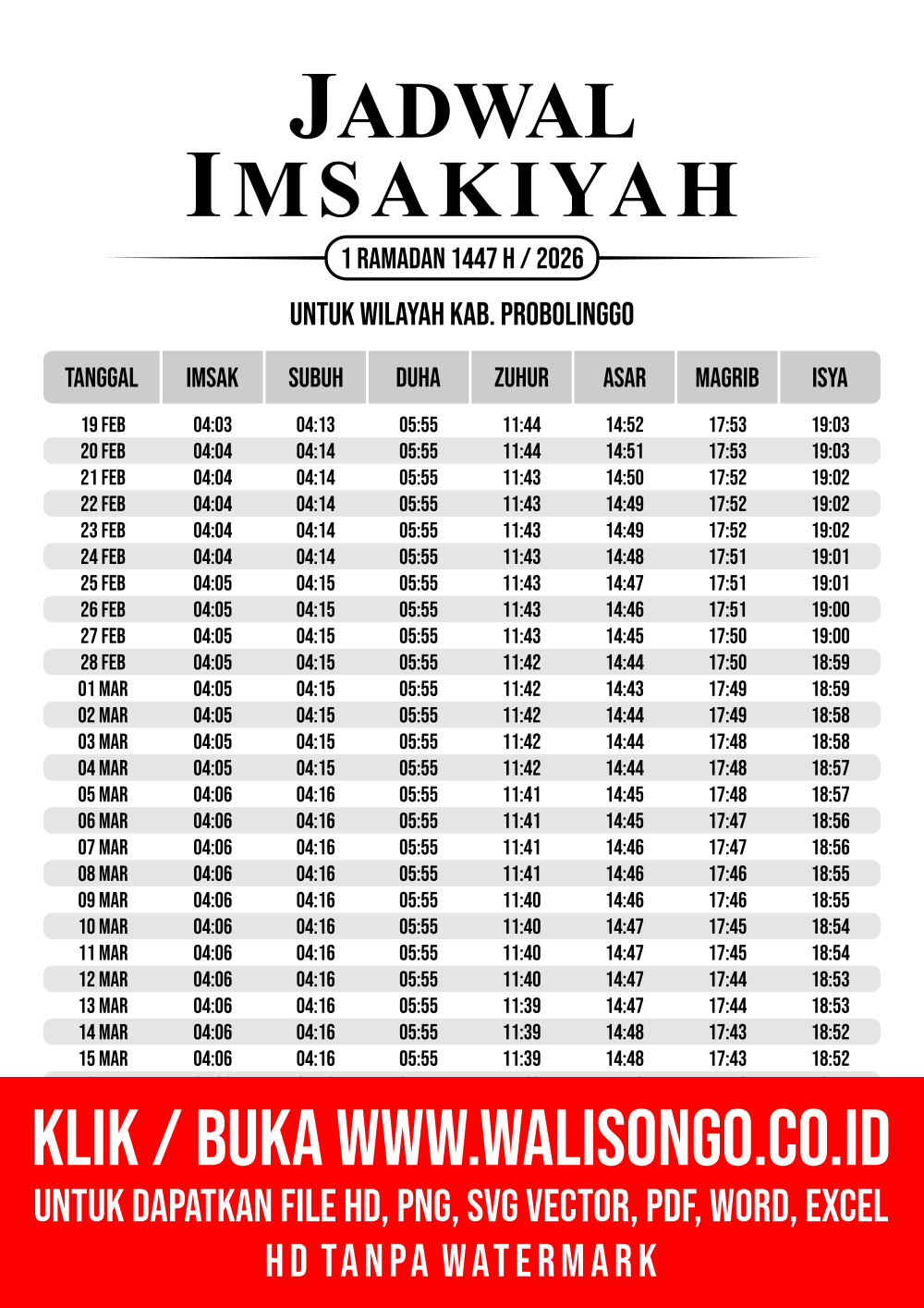 Desain Jadwal imsak Kab. Probolinggo 2026