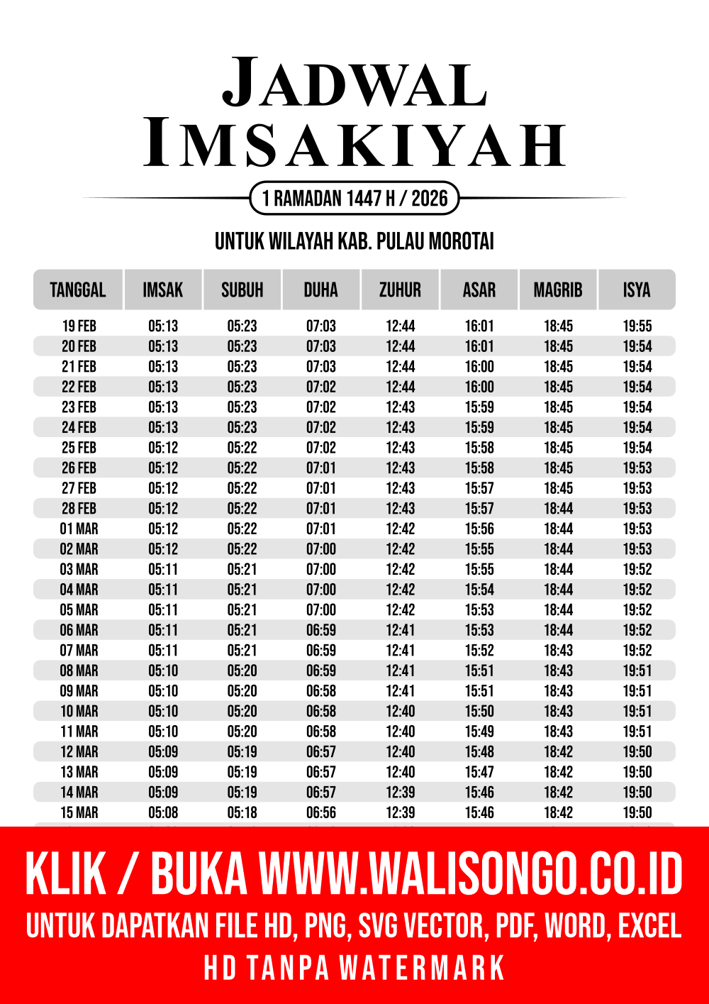 Desain Jadwal imsak Kab. Pulau Morotai 2026