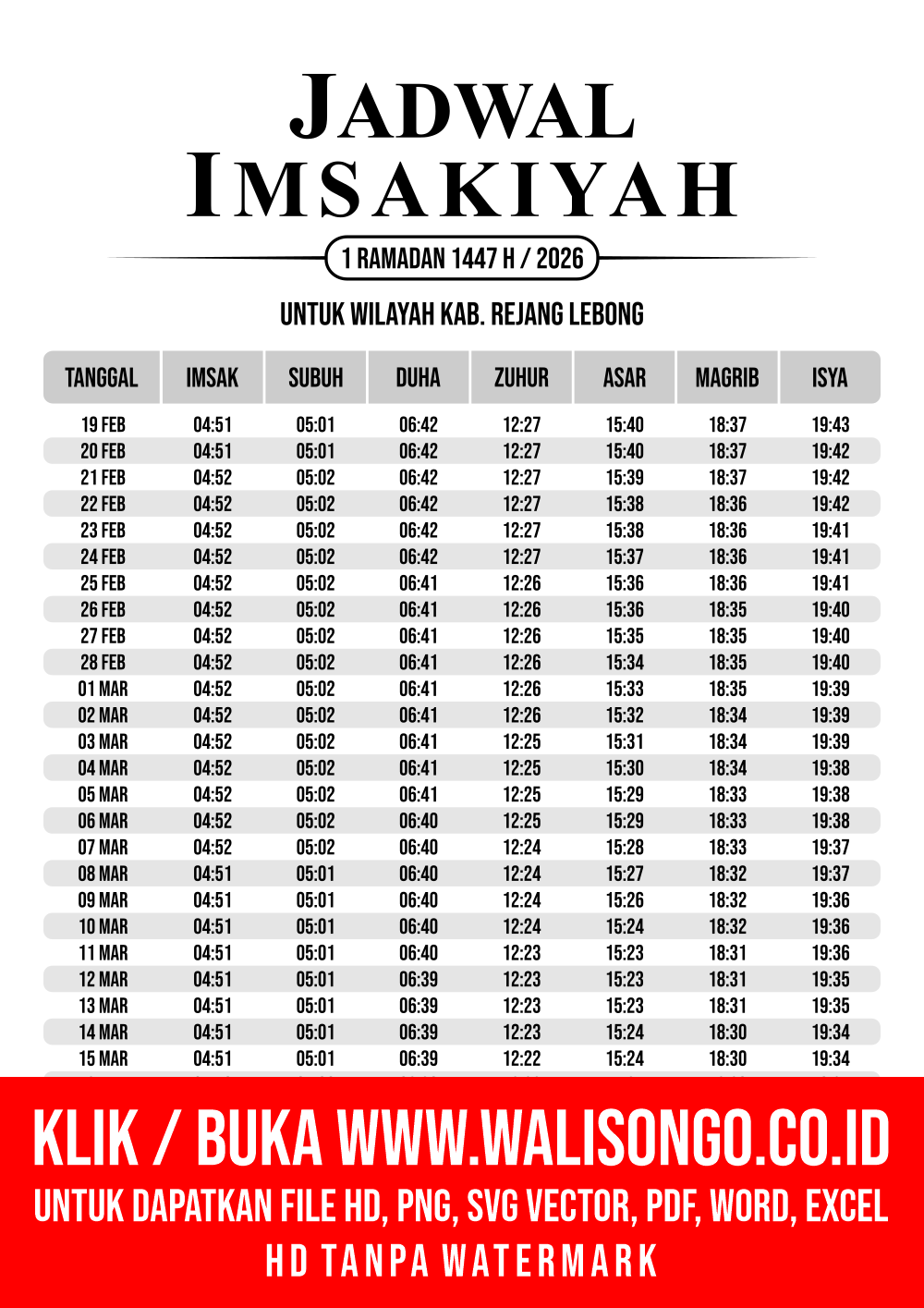 Desain Jadwal imsak Kab. Rejang Lebong 2026