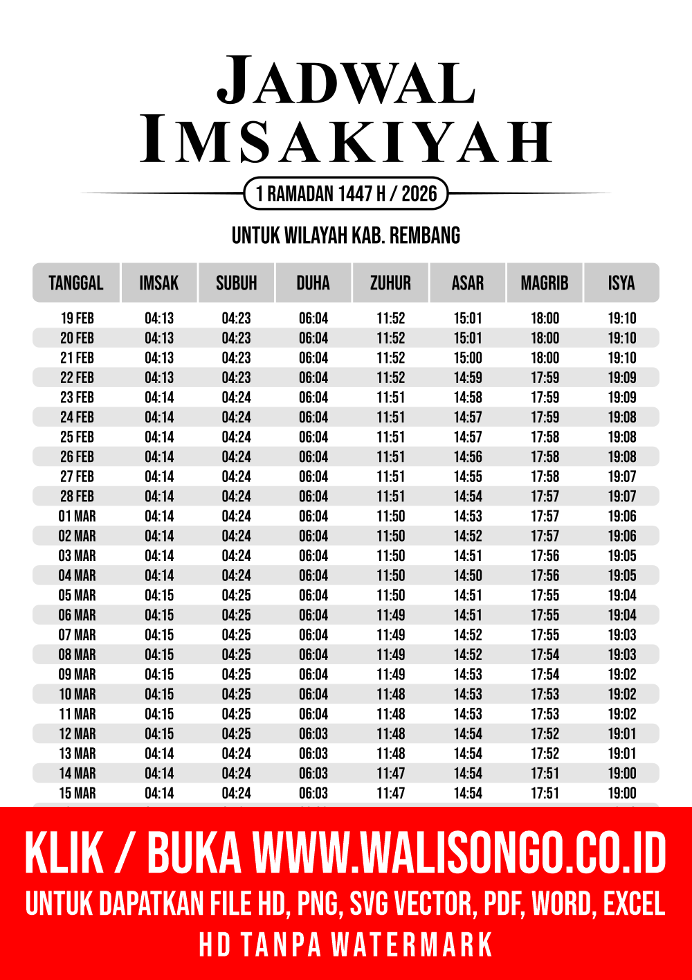 Desain Jadwal imsak Kab. Rembang 2026